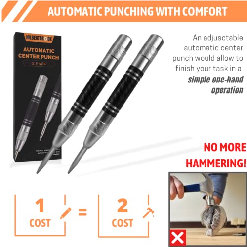 image for HILBERTBROOK Automatic Center Punch 5 Inch Spring Loaded Center Punch 