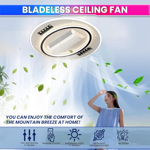 Image of Ceiling Fan with Integrated LED Lighting | Adjustable Brightness & Speed | Flush Mount Ceiling Light | Remote Control | Bedroom, Living Room