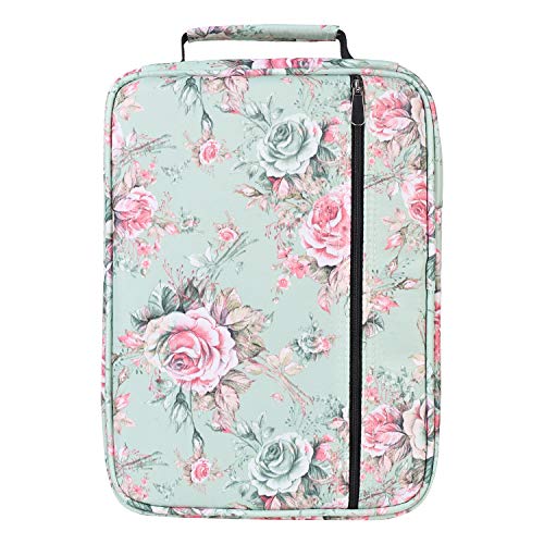 Image of Pencil Case Slot Holds 270 to 274 Colored Pencils or 180 to184 Color Gel Pens with Zipper Closure Large Capacity Nylon Pen Organizer for Artist Green Rose