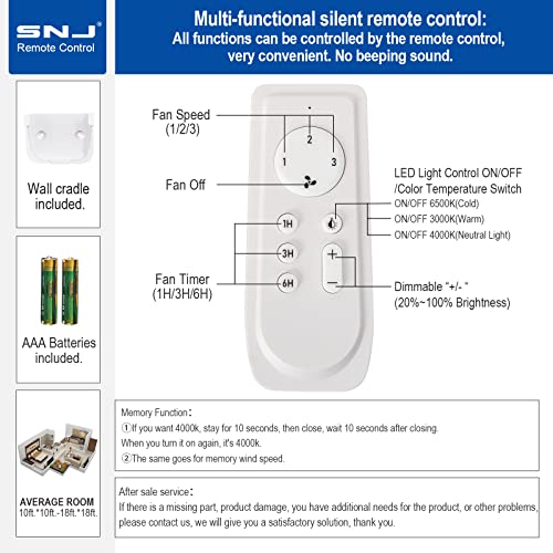 Snj 42 Inch White Retractable Ceiling Fan With Dimmable Led Lights And Remote Control, Low Profile Modern Ceiling Fan For Home Bedroom, Living Room, Dining Room, Noiseless Motor, Fan #TOP5