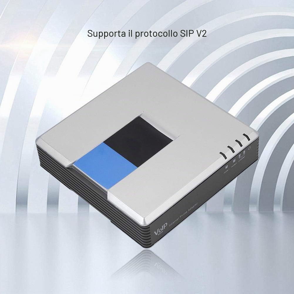 Gateway VoIP, Cavo Sip RJ45 di Internet Phone 2 Adapter per PAP2T 100-240V(EU Plug)
