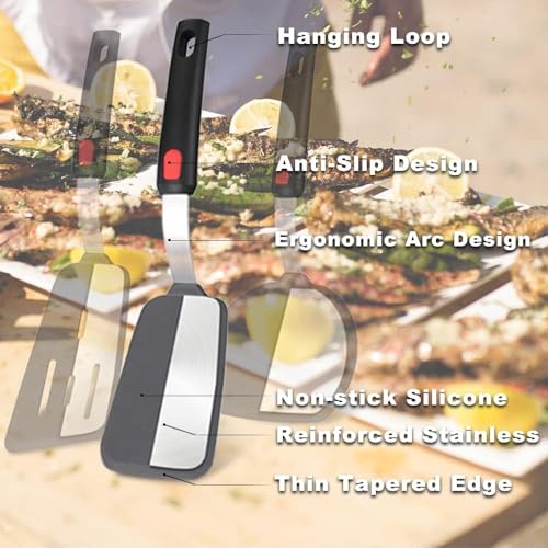 Image of Silicone Spatula - Nonstick, Heat Resistant Cooking & Baking Flipper for Pancakes, Omelettes, Pizza, Steak, Dosa - Ideal for Griddle Pans, Cookware and Fish Turner (Classic Spatula)