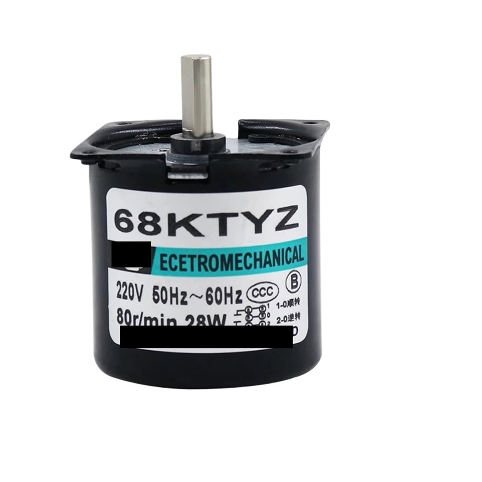 MUYTQAERG Synchronous Motor 68KTYZ Eccentric Shaft Permanent Magnet AC 220V 28W CW CCW 2.5rpm-80rpm(50rpm)