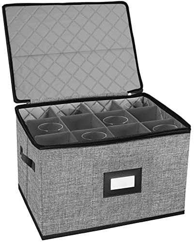 China Storage Containers hard shell-Quilted Wine Glass Storage Box,Moving Boxes,Storage Containers for Organizing,Stackable Stemware Storage Cases,Moving Supplies,Household Essentials