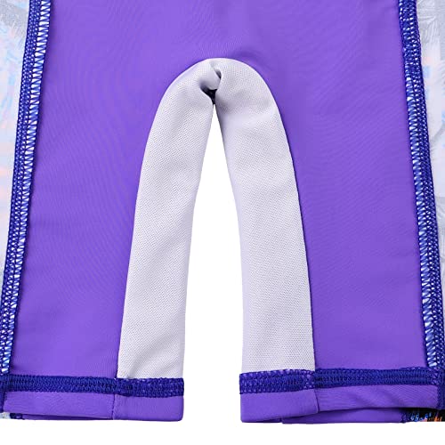 Image of TFJH E 3 in 1 Sets Girls Swimsuits Short Sleeve Rashguard Suit UV 50+ Princess Swimwear Dress Skirt Zip 3-12Y