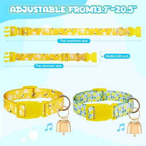 Image of Talltalk 2 Pack Goat Collars with Bells Grazing Copper Bell and Adjustable Nylon Collar Set Loud Bronze Bell for Farm Sheep Cow Sheep Dog Accessories Goat Owner Gift(Lemon, Bee)