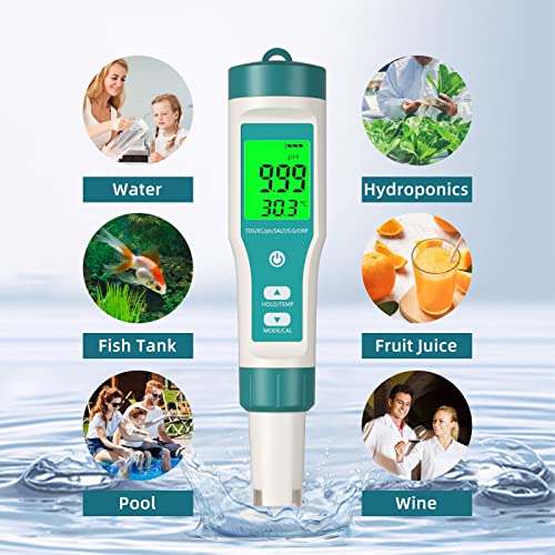 Ph Meter, Niriaho Tds Meter 8-In-1 Ph Tester Ppm Meter Ec Meter Salt Tester Orp H2 Tester Temp Tester Digital Range With 0-14, 0.001 High Accuracy, Ideal For Water/Pool/Aquarium/Wine(8-In-1 Ph Meter) #TOP7