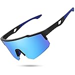 STORYCOAST Polarized Sports Sunglasses for Men Women Fishing Cycling Bike Running Sun Glasses UV Protection Matte Black Frame/Ice Blue Mirror Lens