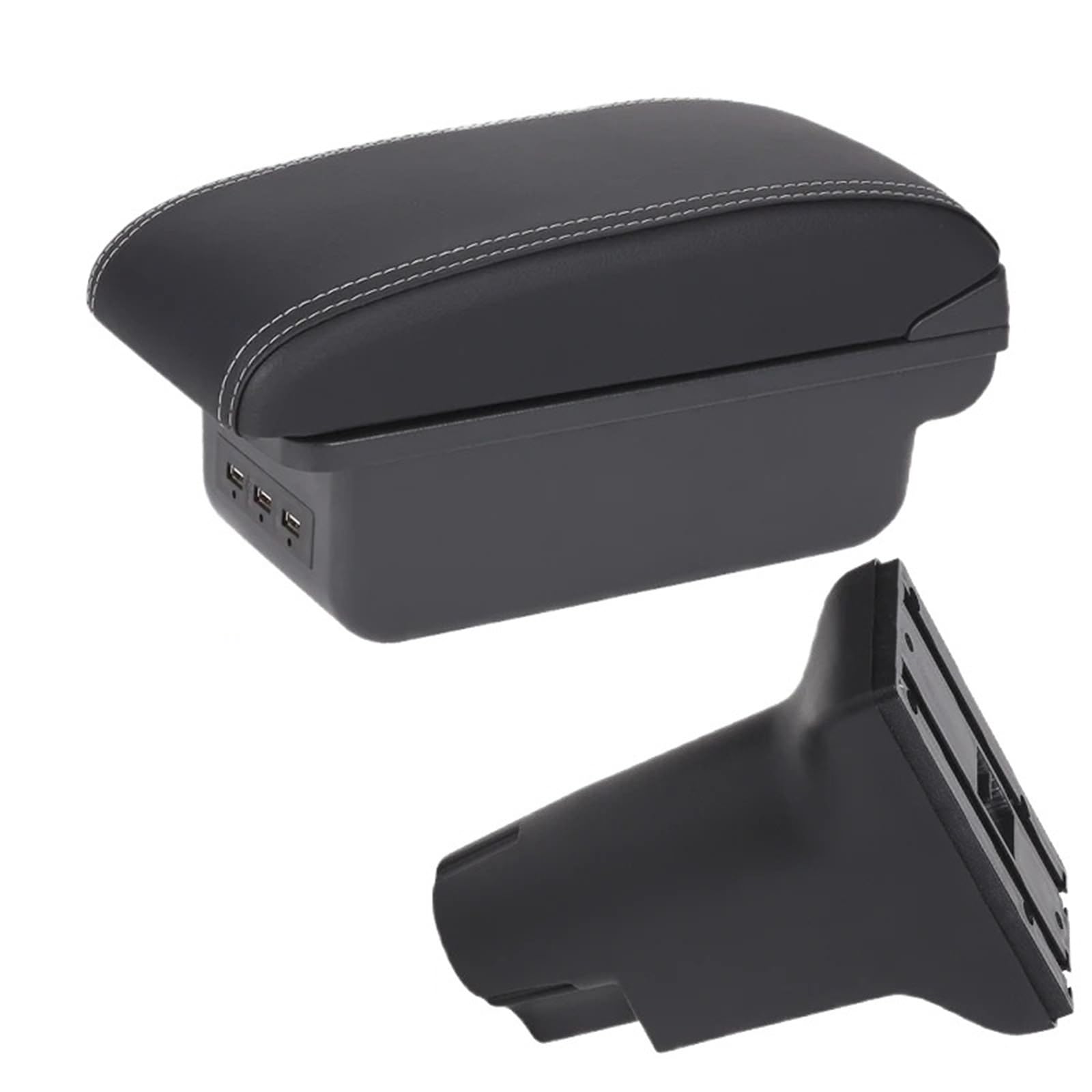 AWGNTQQ Car Armrests For Fiat 500 2012-2025 Car Armrest Storage Box Dedicated Retrofit Parts Interior Accessories(B3 Black white 3USB)