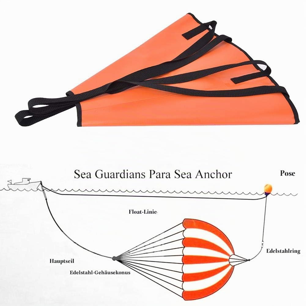 Alomejor Sea Anchor Drogue PVC Hochleistungs Treibbremse f¨¹r Kajak Kanu Bootsverlangsamung Orange Bootszubeh?r Maritime Sicherheit