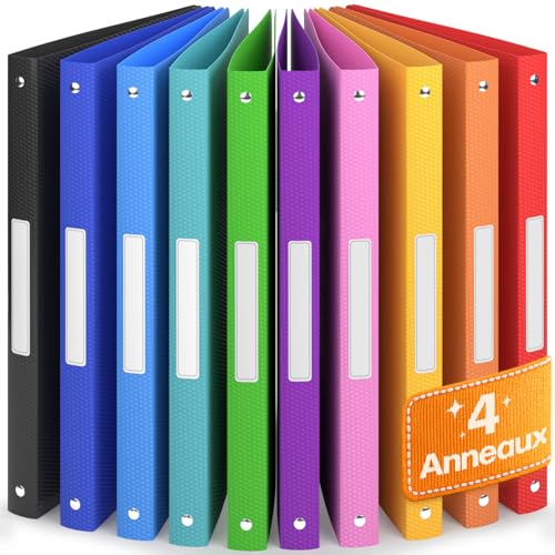 ACROPAQ - 10 x Classeur souple A4 | 4 anneaux | Avec étiquettes de dos, Dos de 2,5 cm, Couleur...