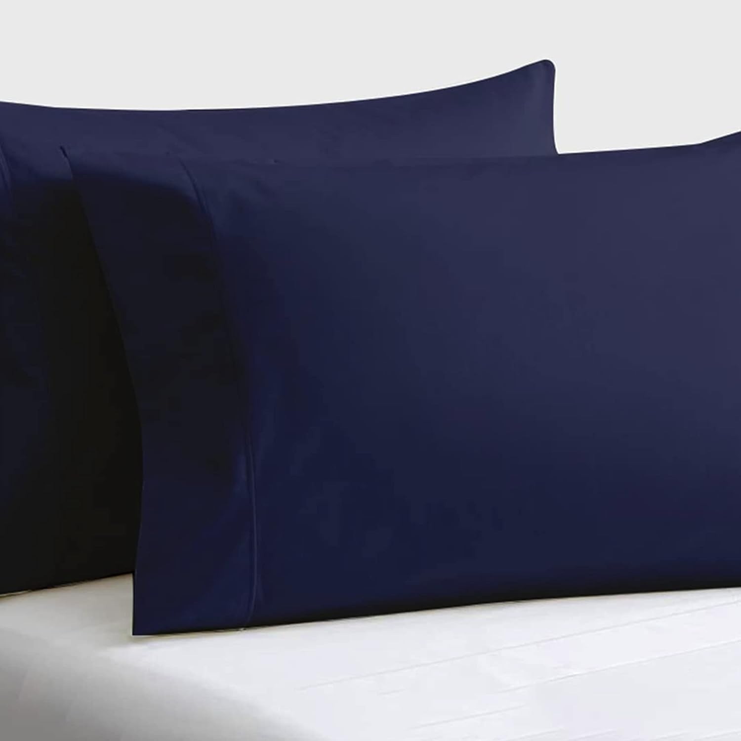 Set of 2 Pillow Cases 600 TC 100% Egyptian Cotton Long Staple Pillowcase, Silky Soft, Shrink & Pilling Proof, Luxurious Hotel Class(King, Navy Blue)