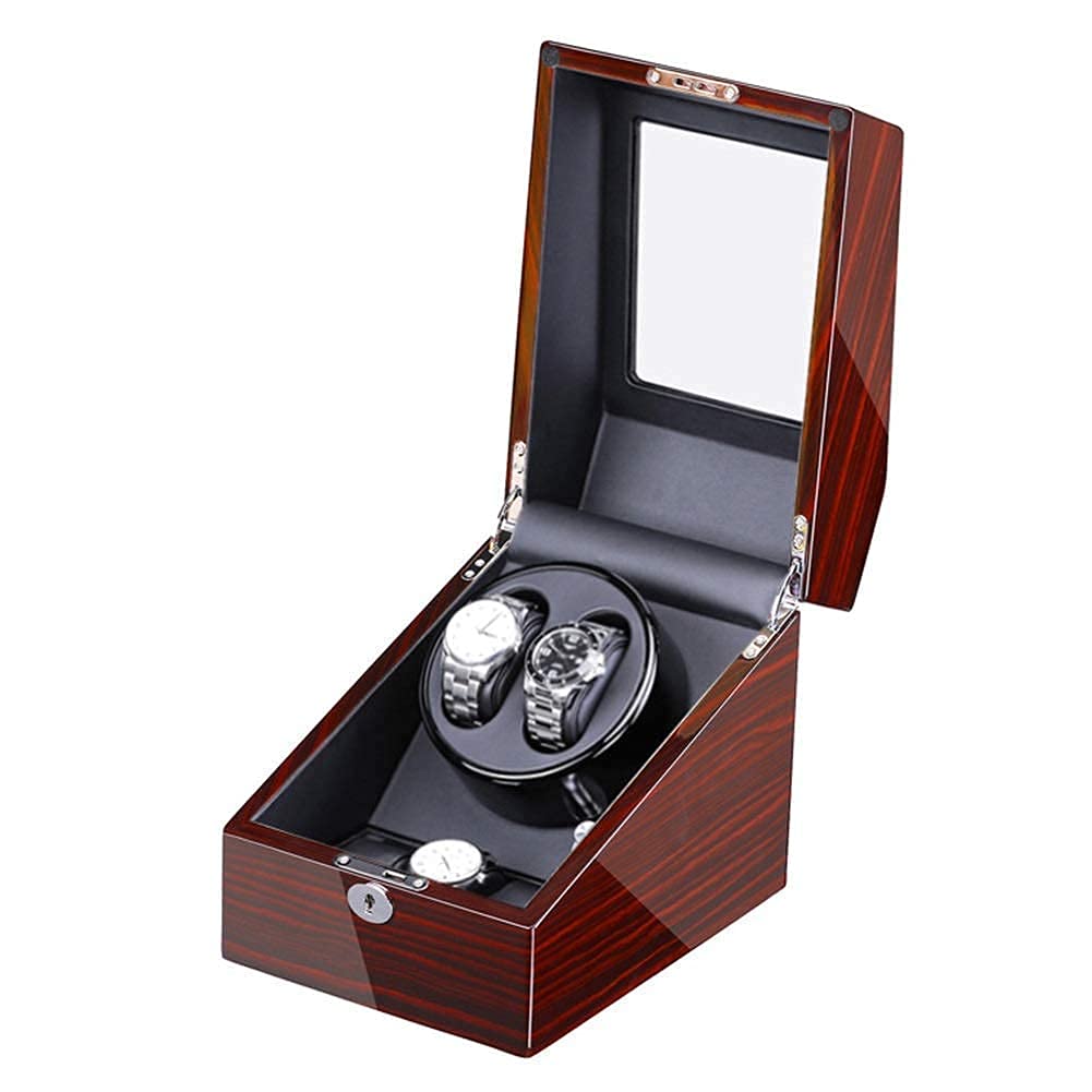 NZPOST Automatic Watch Winder for 2 Watches + 3 Storage Quiet Motor Adapter and Battery Powered Wood Shell Piano Paint Exterior