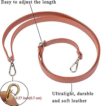 Crossbody Bag Strap - Microfiber Leather - Replacement for Handbag/Purse, Adjustable 150cm Long 2cm Wide (Dark Brown/Gold)