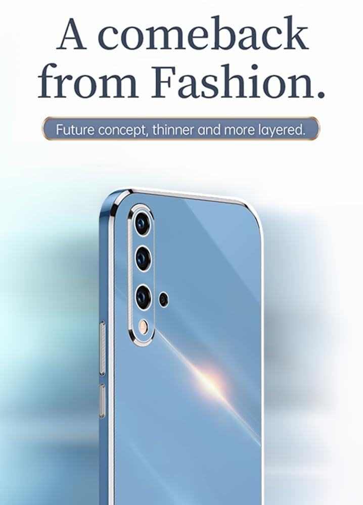 Handyhülle Für Huawei Nova 5T / Honor 20 – Mit Galvanisiertem Rahmen, Weiche TPU Silikon Hülle, Navy Blau, Kratzfest