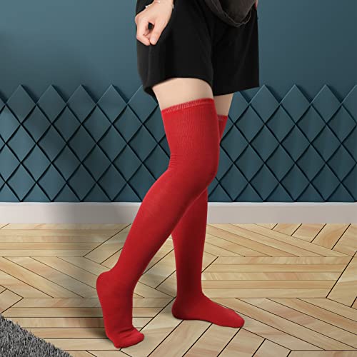 Image of KINBOM 1 Pair Thigh High Socks, Cotton Soft Knee High Long Stockings Women Leg Warmers for Wednesday Christmas Cosplay