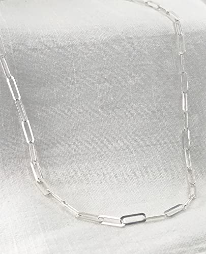 Silver Paperclip Chain Necklace For Women Silver Paperclip Necklace Silver Link Chain Necklace Rectangle Oval Chain Link Necklace Simple Silver Choker Necklace Gold Chain Necklace Dainty Jewelry #TOP2