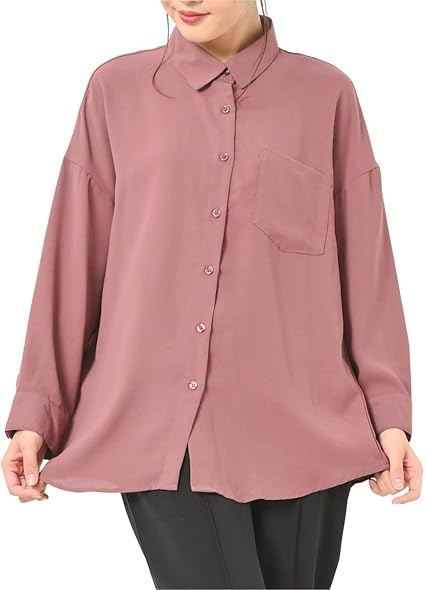 Amazon 大きいサイズ レディース ブラウス シャツ 長袖 前開きボタン 胸ポケット ラウンドヘム 無地 トップス シャツ ブラウス 通販 Amazon 大きいサイズ レディース ブラウス シャツ 長袖 前開きボタン 胸ポケット ラウンドヘム 無地 トップス シャツ ブラウス 通販