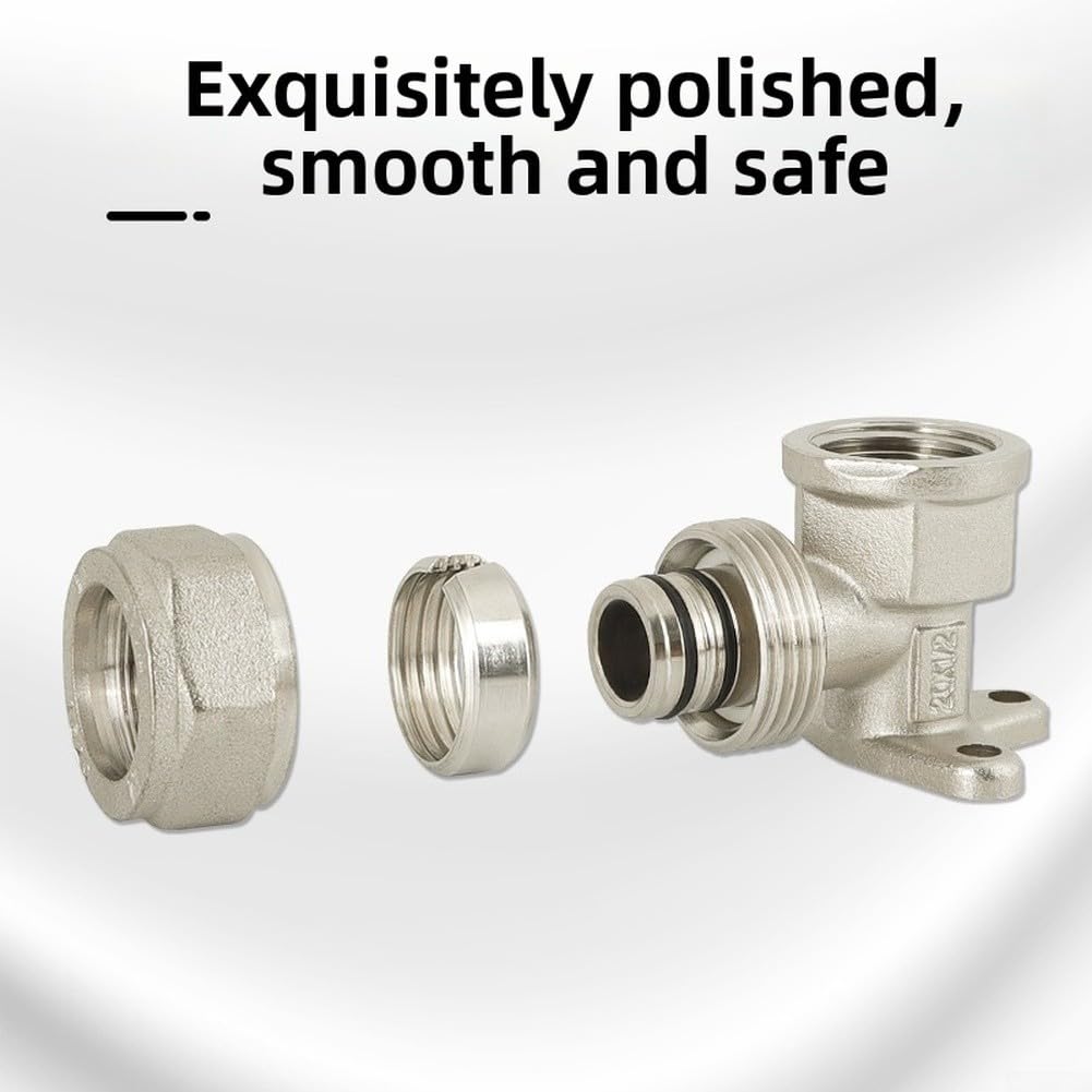 Codo de para latón 90 Grados G1/2 Hembra/Macho para Calefacción y Agua - Conector Tubo Instalación Doméstica 6x5x4cm(1620 Natural Color)