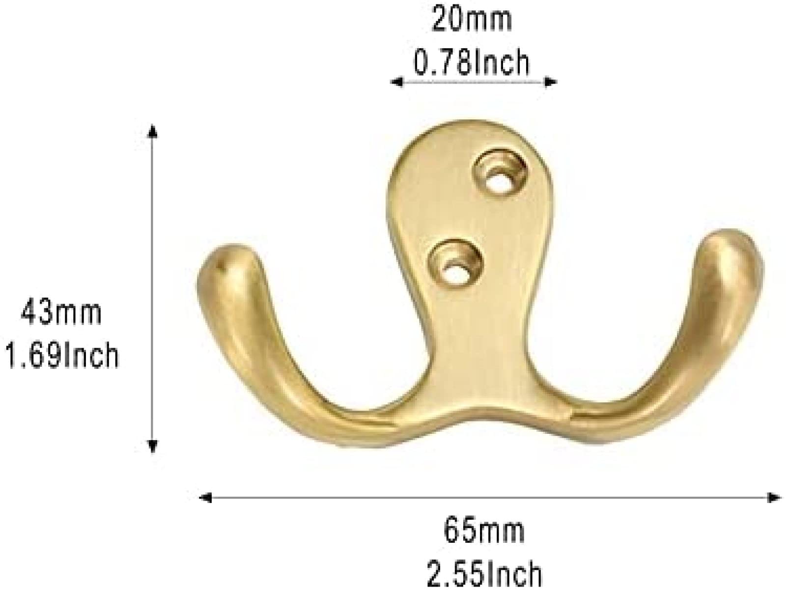 Handtuchhaken, 8 Stück, goldene Kleiderhaken, Retro-Kleiderhaken aus gebürstetem Messing zur Wandmontage mit Schrauben für Badezimmer, Schlafzimmer, Küche, zum Aufhängen von Kleidung, Mütze,