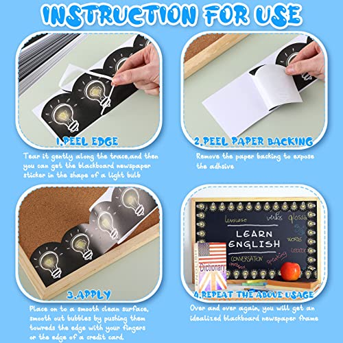 60 Pcs Light Bulb Bulletin Board Borders Teaching Lightbulb Bulletin Board Trim Border Stickers Fun Chalkboard Decorations Teacher Student Use For School Classroom Decor, 60 Ft #TOP5