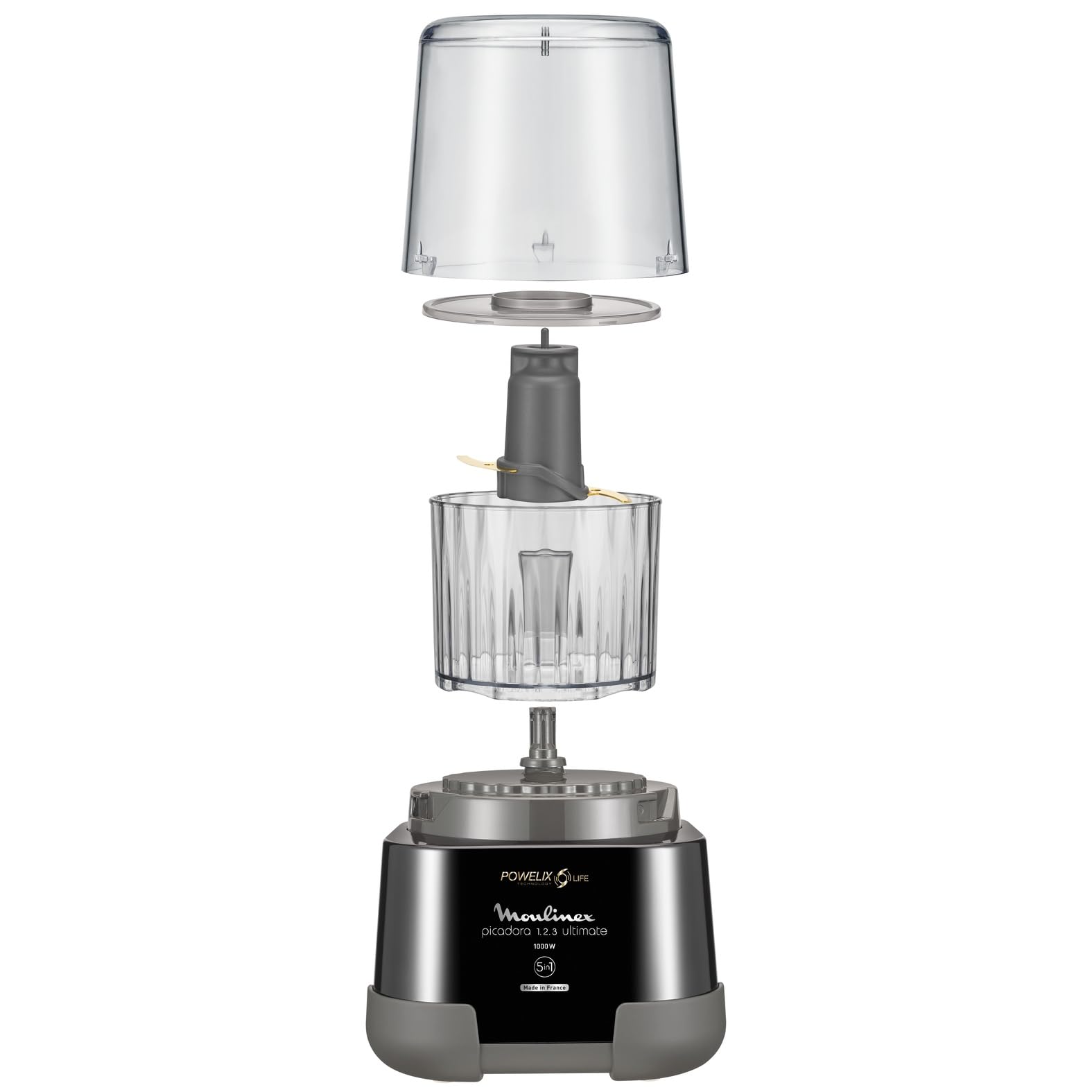 Moulinex La Moulinette Ultimate, Elektrischer Zerkleinerer, 350 g bzw. 550 ml Fassungsvermögen, 5 Funktionen, 1000 Watt, Schwarz, DP810810