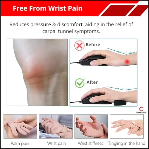 Image of Crysendo Ergonomic Right Hand Wrist Pad For Mouse & Keyboard| Skin-Friendly Smooth Movement Palm Support For Home /Office /Gaming| RSI & Carpal Tunnel Syndrome Wrist Pain Relieving Mouse Hand Rest-Black