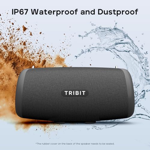 Image of Tribit StormBox Lava Portable Bluetooth Speaker, 80W Loud Wireless Speaker, 24H Playtime, IP67 Waterproof, Bluetooth 5.4, Custom EQ, XBass, Built-in Mic, TWS Pairing for Camping /Beach /Party /Outdoor