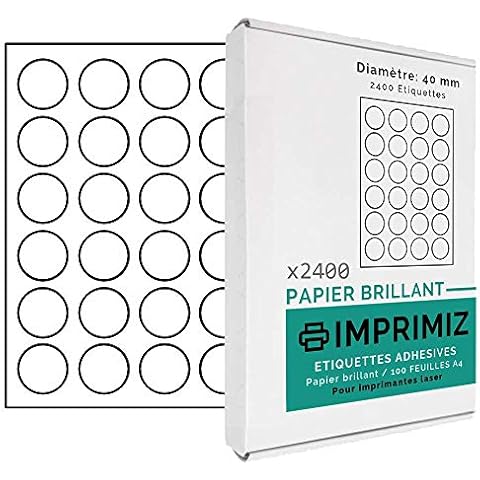 2400 etiquetas adhesivas redondas Imprimiz 40mm Cover