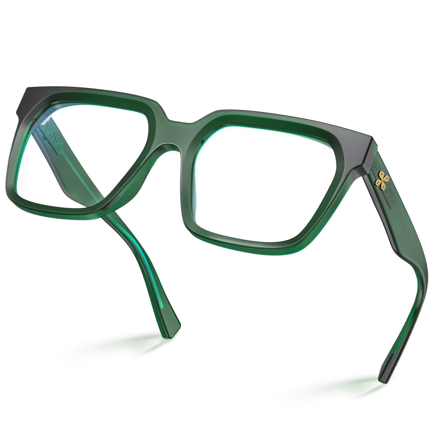 VISOONE - Occhiali rettangolari TR90 con blocco luce blu occhiali da computer dall'aspetto preppy per donne e uomini Cougar, Verde Basilico, Grande