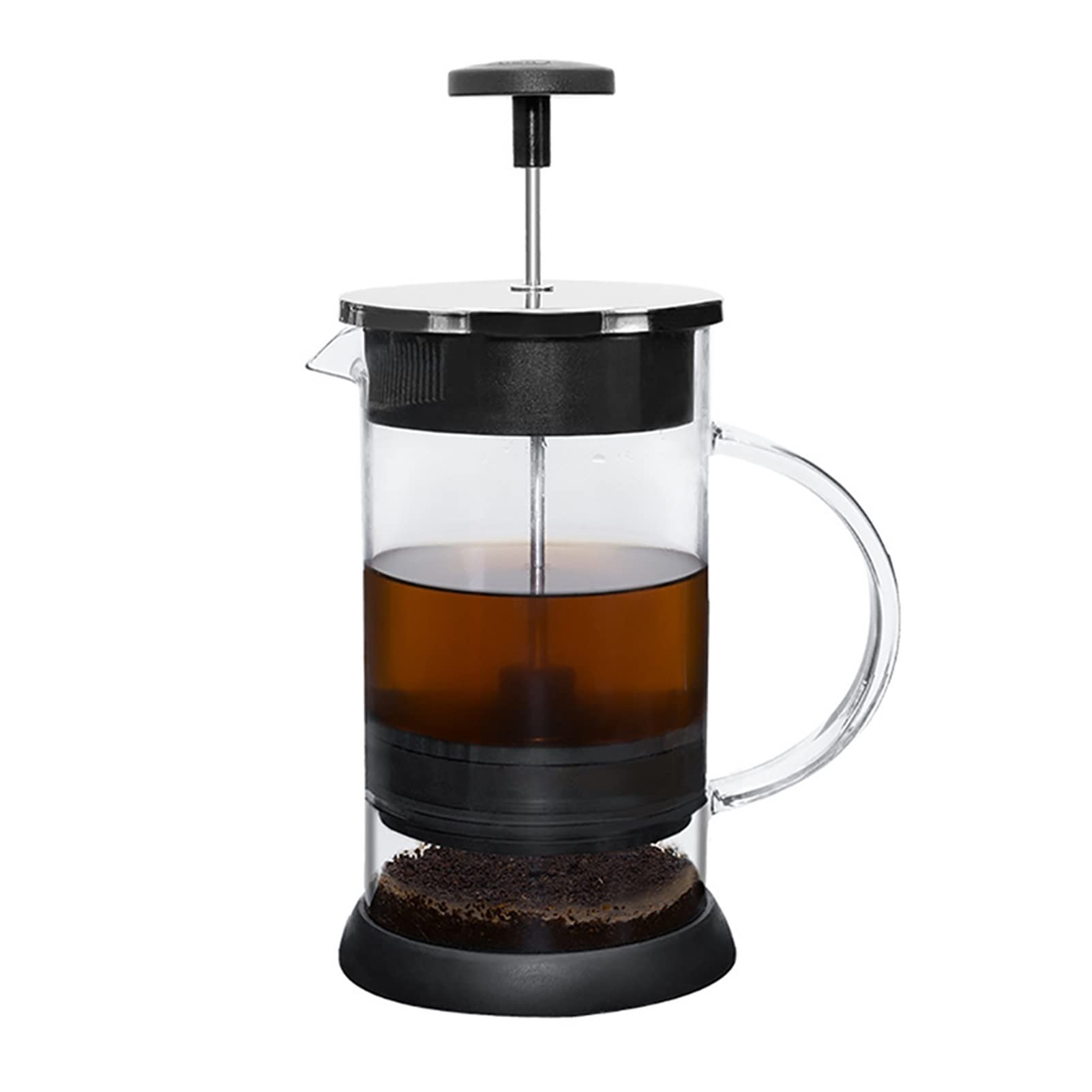 Cafetera de prensa francesa l cafetera de vidrio borosilicato hervidor de agua multifuncional jarra de café tetera cafetera (color: negro tamaño: 552 g)