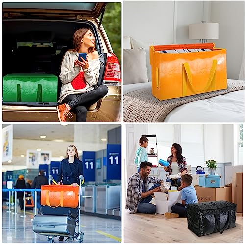 Image of BALEINE 2-Pack Oversized Moving Bags with Reinforced Handles, Heavy-Duty Storage Tote for Clothes, Moving Supplies (Orange, 2-Pack)