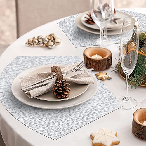 Shacos Wedge Shape Placemats With Centerpiece Round Mat Set Of 5 Large Size Round Table Place Mats Washable Dining Table Placemats Reversible, Gray White #TOP6