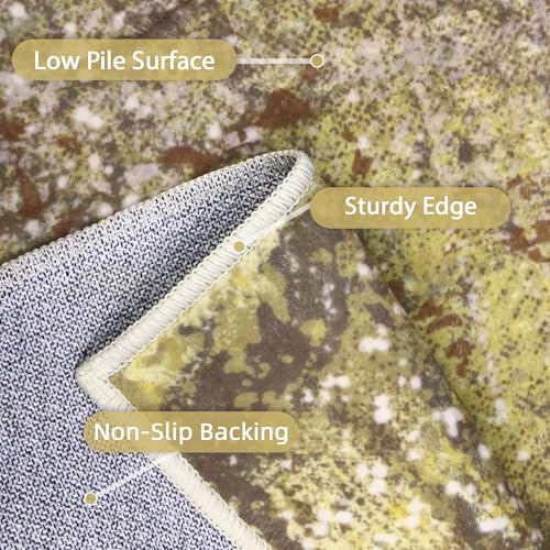 Area Rugs 8x10 for Living Room Bedroom, Modern Abstract Machine Washable Rug, Large Soft Low Pile Floor Carpet with Non Slip Backing for Dining Room, Amber Brown