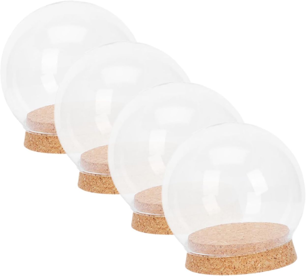 Mobestech 4pcs Glass Dome with Cork for Preserved Flowers Transparent Flower Cover for Wedding Party Decoration Elegant Floral Centerpiece Display Space-saving Design Φcm