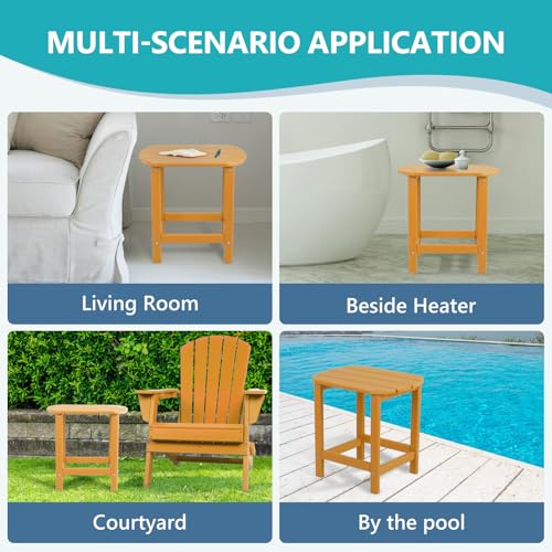 Plawdlik Hdpe Outdoor Adirondack Side Table, Wooden Textured, Set for Patio, Garden, Porch, Pool Composite Patio, Backyard, Bathroom and Indoor, Maintenance & Weather Resistant(Teak) - Image 6