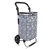 JUVELIO Carros de Compras, con Silla Carro de Compras Carro Supermercado Escalada Edificio Carro Viejo Plegable Remolque de Auto Carro pequeño Carro de Equipaje, Azul Marino Multifuncional