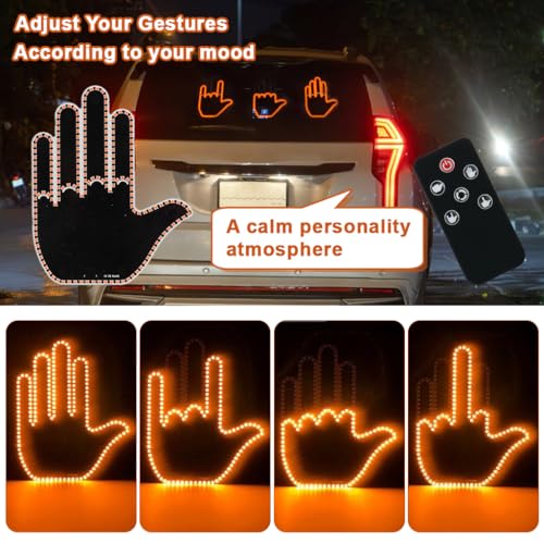 Image of STHIRA Car Rear Windshield Decorative Gesture LED Light with Remote Control, 203 Light Beads Design, 4-Mode Fun Animated Display for Greeting, Interaction, Turn Signals, and Decoration