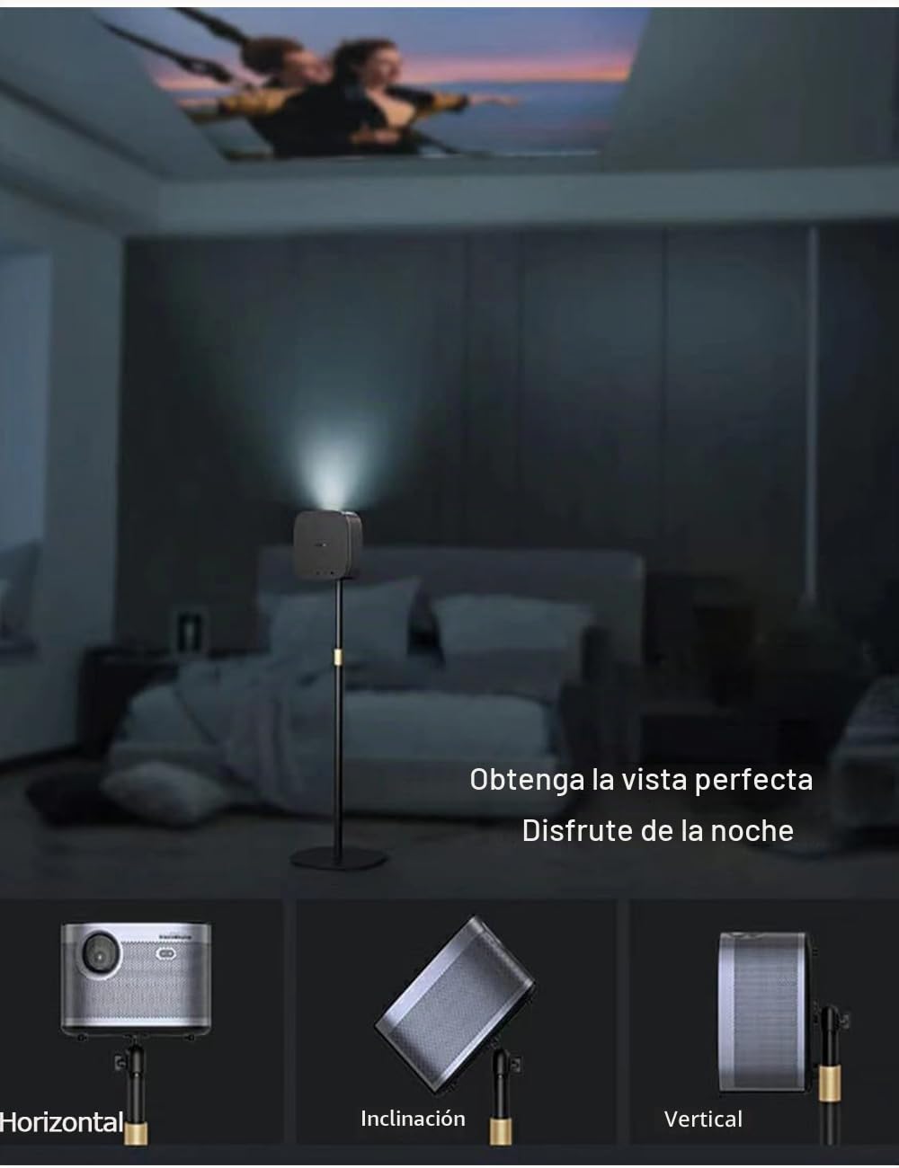 Soporte para proyector giratorio 360°, altura ajustable, soporte de suelo compatible con XGIMI, Nebula, Vankyo, Jinhoo, AuKing
