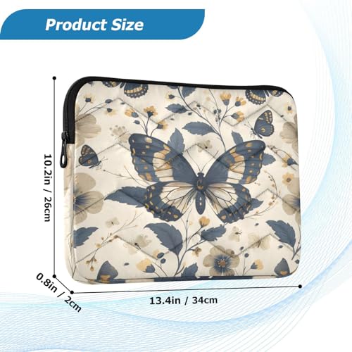 Funda para portátil beige con diseño de mariposas 13-14 pulgadas miniatura 3