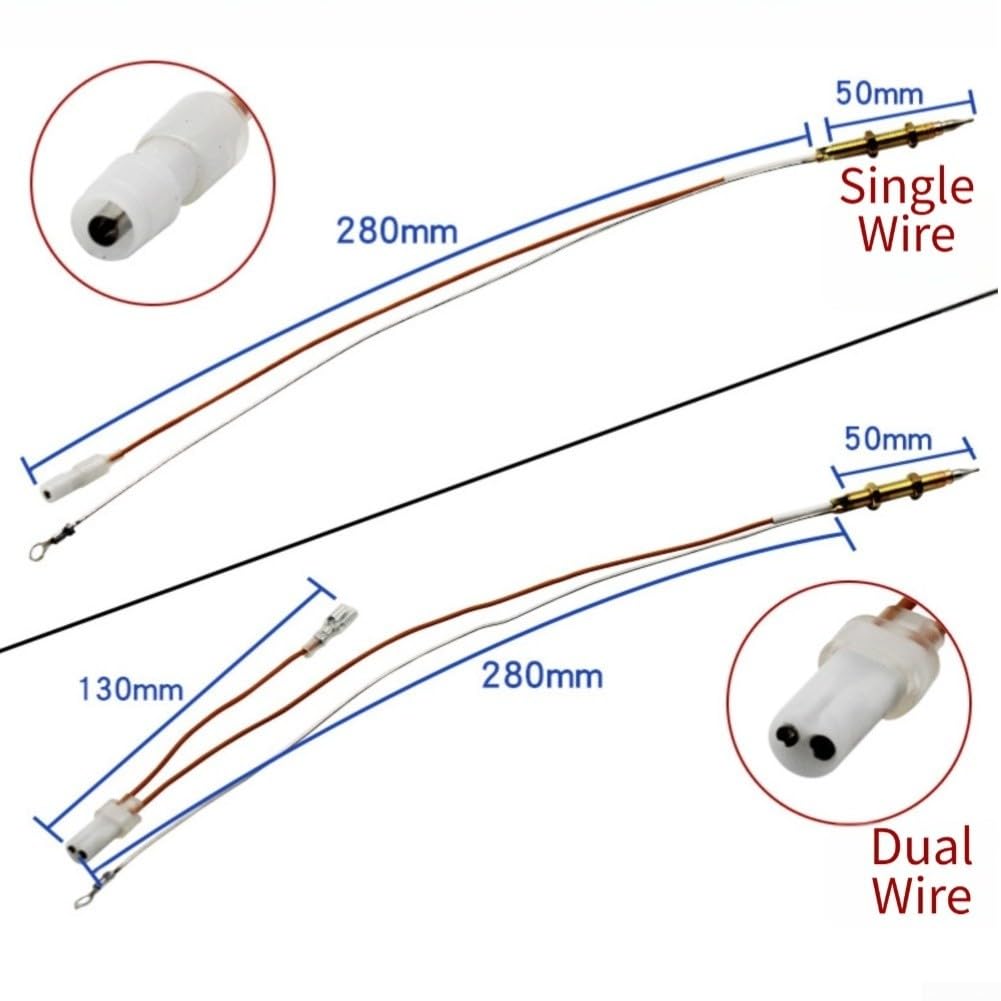Electrodos de Cerámica Bujías Encendido Piezoeléctrico Pin 19.5mm Cabeza 9mm para Dispositivo Electrónico(Single line)