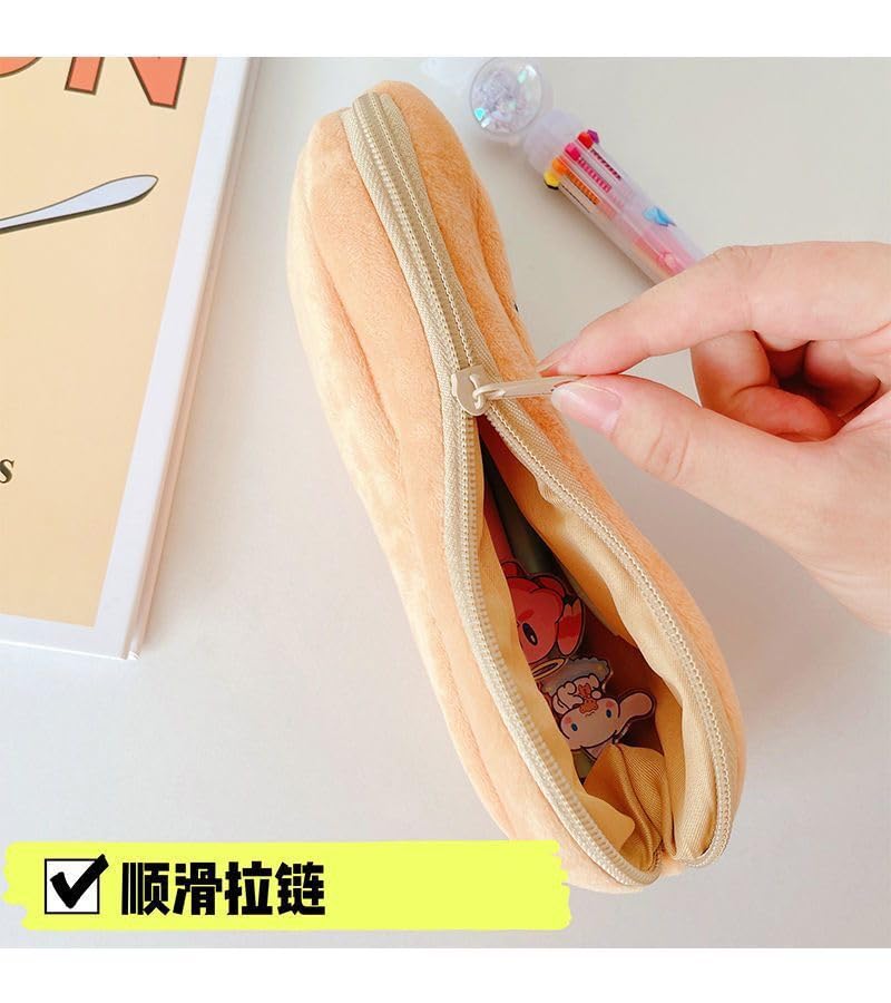 Image of HSYHERE Creative Cute Novelty Funny Face Simulation Food Fruit Chicken Leg Yellow Banana Character Soft Stuffed Surface Clothes Zipper Pencil Box Pencil Case Pencil Holder Pouch Pen Bag -Peanut