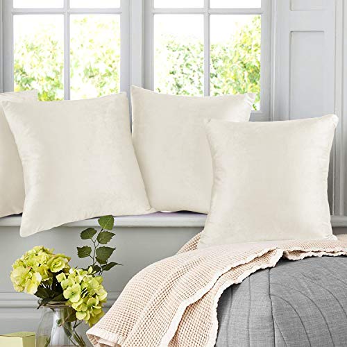 Nestl Throw Pillow Covers, Cozy Velvet Decorative Off White Pillow Covers 20 X 20 Inches, Soft Solid Couch Pillow Covers For Sofa, Bed And Car, Set Of 2 #TOP7