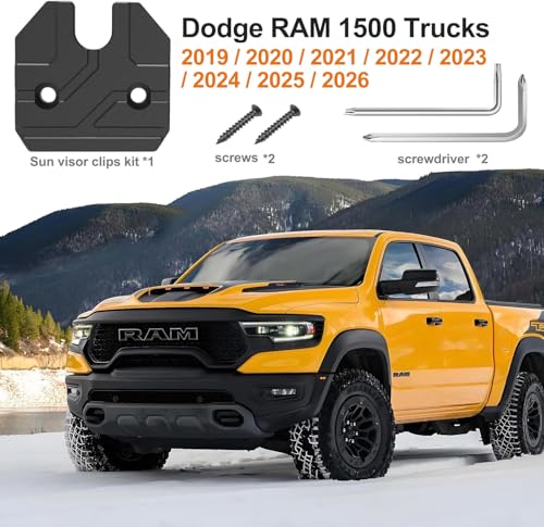 Image of Sun Visor Repair Kit Fits for Dodge RAM 1500 Trucks 2019-2026, 1 Pack Aluminum Black Sun Visor Clip, Car Sun Visor Fixer, Truck Visor Clip Fix Kit, Visor Clips for Cars, Dodge Ram 1500 Accessories