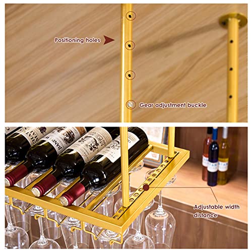 Étagère à vin murale réglable en métal avec support de verres sécurisé - 6