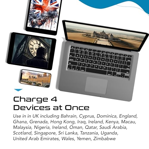 Image of Ceptics Travel Adapter India to UK, Ireland Power Adapter Travel, Dual USB & USB-C 3.1A - 2 USA Socket - Compact & Powerful - Use in Hong Kong, England, Dubai, Saudi Arabia - Includes Type G Plug