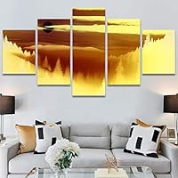 SIGNWIN 5 Panel Canvas Wall Art Modern Art Astronomy & Space Dramatic Moon Multicolor Photography Rustic for Home Decorations Ready to Hang - 60