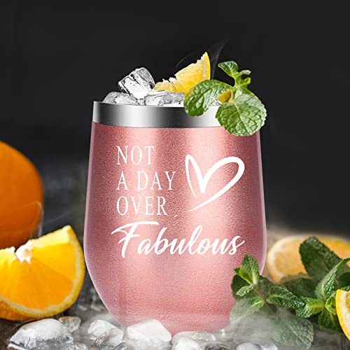 Wonday Birthday Gifts For Women, Gifts For Women, Grandma, Mom, Wife, Daughter, Sister, Friends, 12 Oz Stainless Steel Wine Tumbler With Lid And Straw. (Rosegold) #TOP3