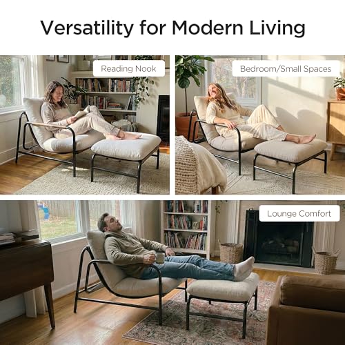 Sillón Plegable Chenille Blanco miniatura 5