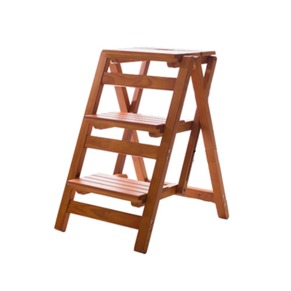 Escalera plegable de madera para alcanzar estantes altos y lucir como soporte de flores